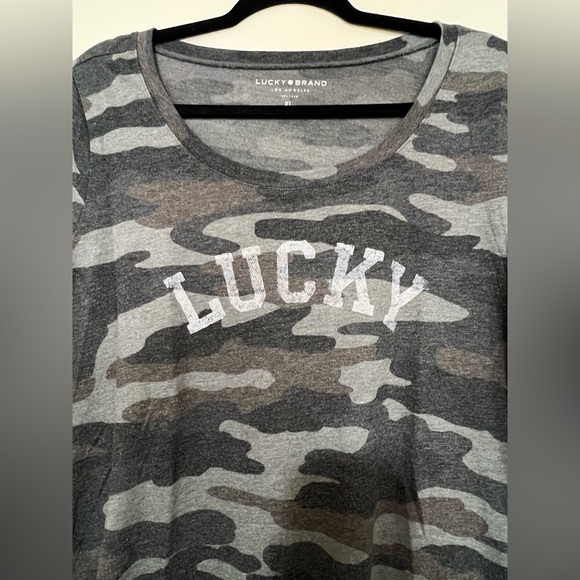 Lucky Brand Women's Camo Tee - Black and Gray - Picture 4 of 6